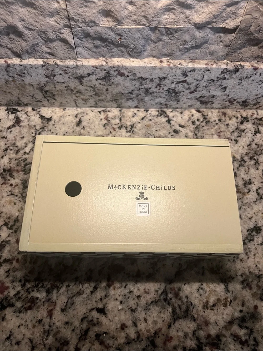 Mackenzie-Childs SERENGETI Standard Tissue Box Holder - Leopard Print. EUC.